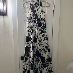 The Limited Black and White Halter Maxi Dress